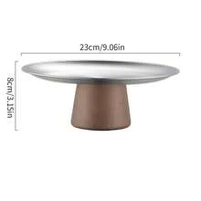 1个金属底座托盘，木纹，金/银色，简约现代风格，家用托盘，蛋糕架，甜点架，糖果碟，适用于万圣节、圣诞节、婚礼、派对、下午茶等场合 - 彩色 - 查看 13