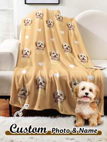 46 Color Options! Customized Pet Photo & Name Soft Blanket, Cozy & Skin-Friendly, Cat/Dog Memorial / Sofa Cover / Nap Blanket,Pet Supplies,2025 Halloween Accessories,Personalized With Pet's Name - Multicolor - View 15
