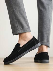 Designer Fashion Men's Slip-On Loafers, Faux Suede Casual Shoes, Soft, Comfortable, Breathable, Non-Slip, Durable Flat Shoes, Versatile For Suits, Students, Graduation, Business, Party, Wedding, Spring/Summer/Autumn, Plus Size, Multiple Colors Available. Note: Runs Small, Please Order One Size Up. Old Money Chic Autumn - Black - View 8