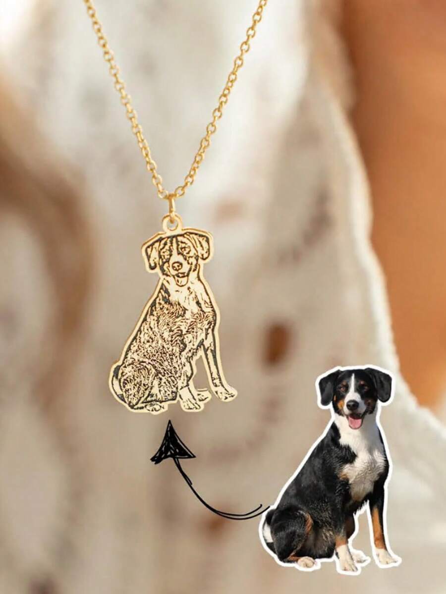 1pc Customized Pet Photo Dog Tag Pendant Necklace, Stainless Steel Material, Can Be Used As Memorial Jewelry, Learning Supplies, Back To School Gift, Office Supplies, School Supplies, Classroom Supplies, Teacher Gift, College Supplies, Coworker Gift, Dorm Supplies, Etc. - Multicolor - View 1