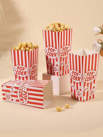 8pcs Portable Popcorn Boxes - Large Capacity Square Popcorn Bowls Square Buckets Containers Cups Holders Disposable For Halloween Carnival Christmas Movie Night Party, Kitchen Accessories