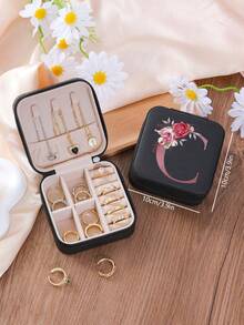 1 件花卉首字母首饰盒、A-Z PU 皮革白色便携式旅行首饰盒、蓝色首饰收纳盒、黑色迷你便携式拉链首饰盒、项链、戒指吊坠、手链、耳环收纳盒、首饰包装盒，适用于母亲的礼物、结婚礼物、伴娘礼物、周年纪念礼物、圣诞礼物和女朋友的精品礼物。 - 彩色 - 查看 51