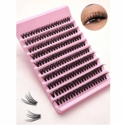 200 piezas de extensiones de pestañas esponjosas de 40D/40D*2 de 8mm-16mm con rizo D, herramientas de maquillaje para un aspecto natural y dramático denso, racimos de pestañas DIY para usar en casa, racimos de pestañas, pestañas individuales, pestañas postizas