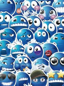 50pcs Cartoon Blue Bean MEME Stickers Suitable For Luggage, Laptop Notebooks, Scrapbooks, Classroom Decorations, And As Holiday Gifts For Good Friends.