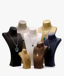 Soporte de exhibición de joyería de cuero PU, modelo de busto de cuello de lujo para collar, soporte para colgantes, accesorios de fotografía y organizador de exhibición de tienda - negro s - Ver 2