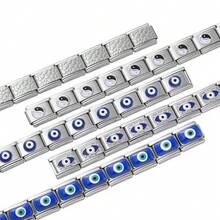 1/5pcs 9*10mm Stainless Steel Square Eye Pattern Modular Bracelet Welded Inlay, Durable & Non-Falling DIY Handmade Bangle Accessories, Creative Jewelry Craft Supplies