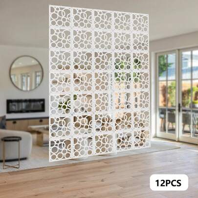 InSyoForeverEC 12PCS Hängende Raumtrenner Raumtrenner Weiße Privatsphäre Bildschirm Je 29 X 29 X 0,5 Cm Modernes Design Wohnzimmer Schlafzimmer Büro Lichtdurchlässigkeit