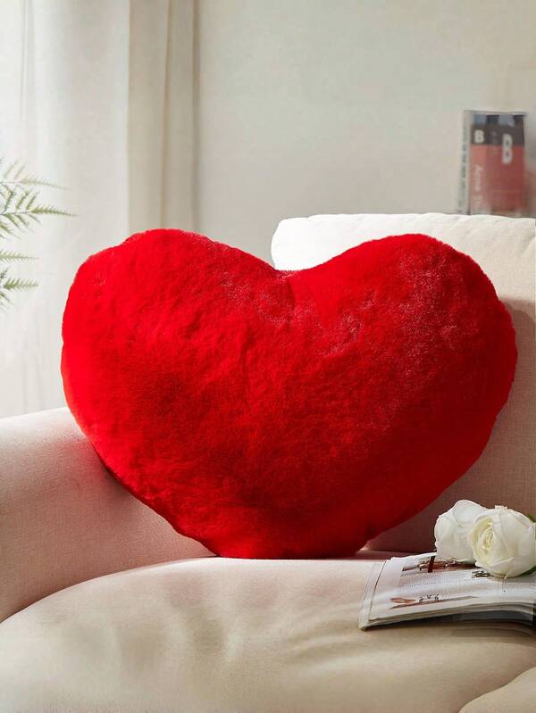 Heart Pillow, Pink Mother's Day Heart Pillow, Love Pillow Gift, Heart Pillow, Imitation Rabbit Fur Room Decoration Throw Pillow, Living Room, Bedroom, Suitable For Halloween, Christmas, Daily Decoration Use