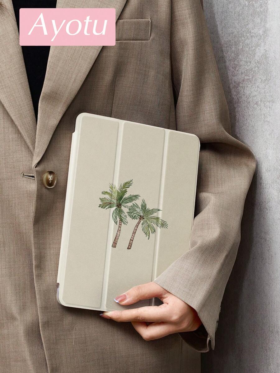 Ayotu Two Coconut Trees Case Compatible With IPad 10.2 Inch 2021/2020 IPad 9th/8th Generation,Compatible With Samsung Galaxy Tab A8 10.5 Inch 2022,Compatible With Lenovo Tab,With Pen Holder,Compatible With Kindle(Without Pen Holder),Supports Automatic Sleep/Wake Lid,Fashion Protective Case