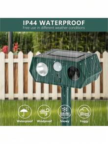 1200mAh 太阳能户外驱虫器，带 LED 闪光灯和运动传感器 - 采用超声波技术，用于驱蚊、驱虫、驱鼠，适用于庭院、花园、农场害虫防治，可驱除鹿、浣熊、松鼠、兔子、狐狸和熊 - 彩色 - 查看 4
