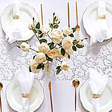 3pcs Silver Star Tablecloth 16ft (Approx. 500cm), Silver Dining Table Decor Center Piece, Suitable For Wedding, Birthday Party, Banquet, Daily Use, DIY, Christmas, Festivals - Multicolor - View 6
