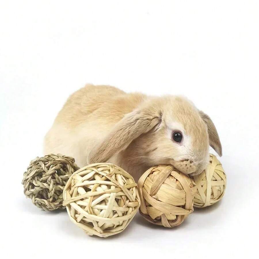 Rabbit Chew Ball, Woven Chew Toy, Chewing Supplies, Dental Care Accessories, Small Animal Chewing Playtime Toy - Multicolor - View 1