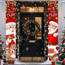 1 par de banderas decorativas navideñas, banderas colgantes decorativas navideñas lindas para el pórtico, decoración elegante para interiores y exteriores, ideal para el pórtico, el jardín, el garaje y la decoración del hogar