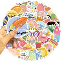 50 piezas Pegatinas de Vibraciones de Verano, Pegatinas de Graffiti Creativas, Suministros de Oficina, Pegatinas para Teléfono Móvil y Computadora, Pegatinas Geniales Muy Atractivas y Resistentes al Agua, Decoración de Regalo Clásica y Divertida, Paquete de Valor, Pegatinas de Dibujos Animados Lindas, Pegatinas de Anime Geniales