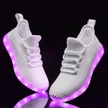 Unisex Adult LED Light Up Sneakers: USB Charging, Mesh Upper - Glowing For Halloween & Dancing - trắng - Xem 5