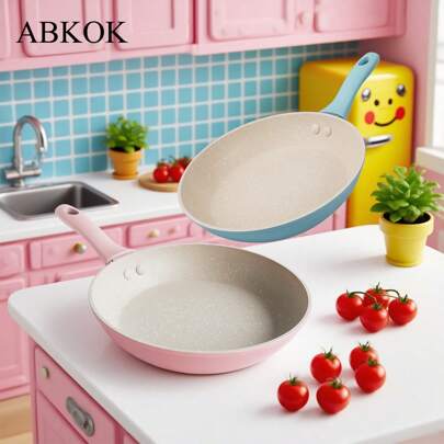 ABKOK ABKOK Pastel Collection 18cm Fry Pan‌ ‌Ultra-Light Non-Stick Coating | Universal Cooktop Base‌ Designed For Single-Serving Meals (Pink/Blue Options), Family Dinner Supplies, Party Supplies