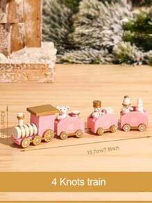 1 Peça Ornamento de Trem de Madeira com Quatro Seções para o Natal, Presentes de Festa de Natal, Decoração de Natal de Madeira Fofa para Mesa, Decoração de Festa de Natal, Decoração Pendente de Natal, Natal