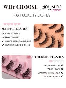7 Pairs Soft And Fluffy Natural-Looking 3D Faux Mink Eyelashes Makeup Set, False Eyelash Extensions For Lengthening And Volumizing Short Lashes Strip Lashes,Lashes,Eyelashes,Fake Lashes
