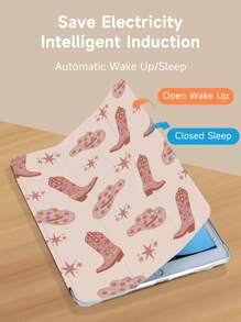 Brown Western Cowboy Pattern Tablet Case, Hat And Boot Pattern, Compatible With IPad 9.7/10.2/10.5/10.9/12.9/Pro 11, 10th Generation, Compatible With Samsung Galaxy Tab S6 Lite 10.4-Inch, Compatible With Kindle Paperwhite 12th Gen 2024, Kindle (11th Generation) 2022 Version, Soft Fall Protection, Smart Stand/Auto Wake/Sleep