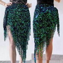 Triangle Sequin Belly Dance Skirt Belly Dance Long Tassel Hip Scarf Festival Costume Women's Latin Dance Skirt With Sequin Tassel Hip Scarf - Multicolor - View 13