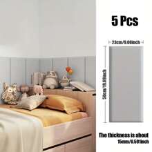 5pcs Soft Anti-Collision Minimalist Solid Color 3D Self-Adhesive Wall Stickers, Peel And Stick PU Soft Padding For Bed Headboard, Wall, Tatami Mat Decoration