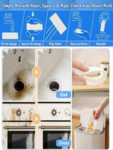 15/25PCS Durable Upgraded Magic Cleaning Sponge - Lightweight Hot Foam Disposable Nano Rags, Portable Thin Rectangular Multi-Purpose Cleaning Towels, Suitable For Kitchen, Bathroom, Car And Hard-To-Reach Corners, Dishwashing Sponges, Lightweight Multi-Surface Cleaning Pads