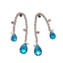 Metallic Weave Drop Tassel Earrings Vintage Unique Niche Fashion Design Sense Elegant Earrings Suitable Attending Events - 紫色 - 查看 5