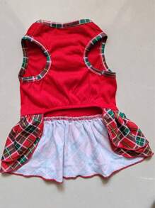 Pet Red Plaid Christmas Tree Dress, Small Cat Dog Clothes, Poodle Bichon Frise Outfits