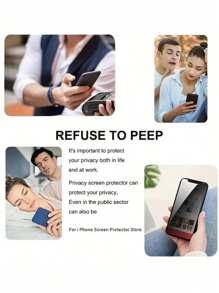 5 件防窥钢化玻璃屏幕保护膜，适用于 17/17 Air/17 Pro/17 Pro Max/16/16 Pro/16 Pro Max/15/14/13/12/11 Pro Max/XR/X/XS Max/7/8 Plus/SE 2025，防刮、防摔、防水、防指纹 - 黑色 - 查看 10