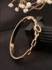 1 Stück 18 Karat vergoldetes Edelstahl übertriebener einfacher, glatter Wassertropfen Armreif, eleganter persönlicher Stil, geeignet für den täglichen Gebrauch von Frauen, tolles Geschenk für Freundin oder beste Freundin