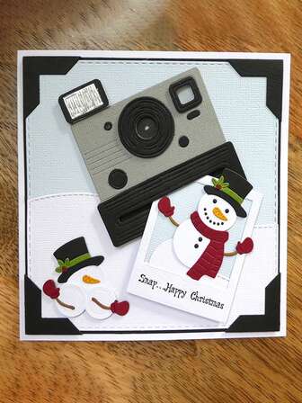 Jul + Kamera 1-pack Metallskärknivform Fotoram Filmskärform DIY Papperskortprocess Kolstålform för att klippa och klistra tunt, gratulationskort hantverksdekoration, dekorativ prägling, hemprojekttillverkningsverktyg