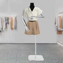 OUKANING bambola sarto, bambola esposizione bambola donna stiratura con altezza regolabile 120-210 cm, torso rimovibile annequin con tessuto di camomile per esposizione abbigliamento, argento + nero - Nero e argento - Visualizzare 1