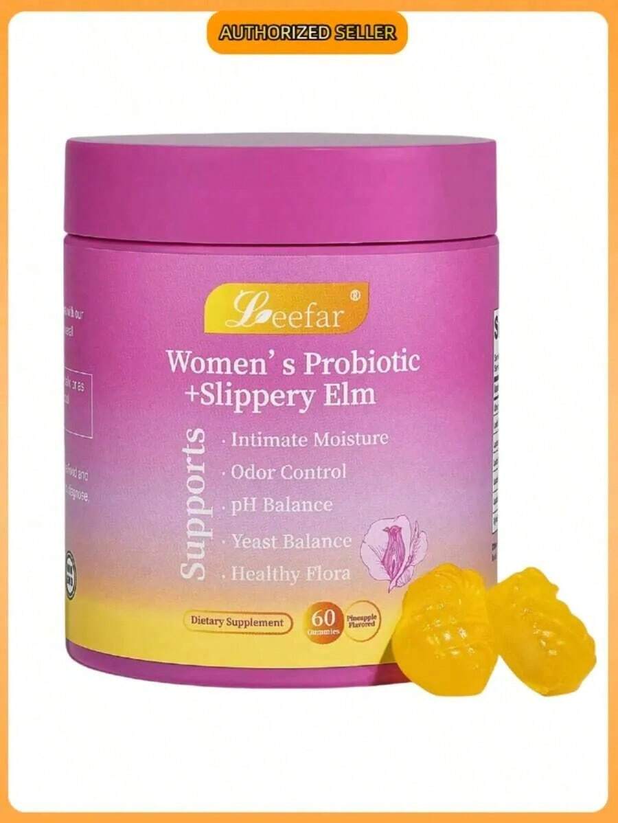 Women's Probiotic Gummies – PH Balance & Vaginal Dryness Support With Slippery Elm, Prebiotics & Lactobacillus Blend – Hawaiian Pineapple Flavor – 60 Gummies (Pack Of 1) - 鳳梨 - 查看 1