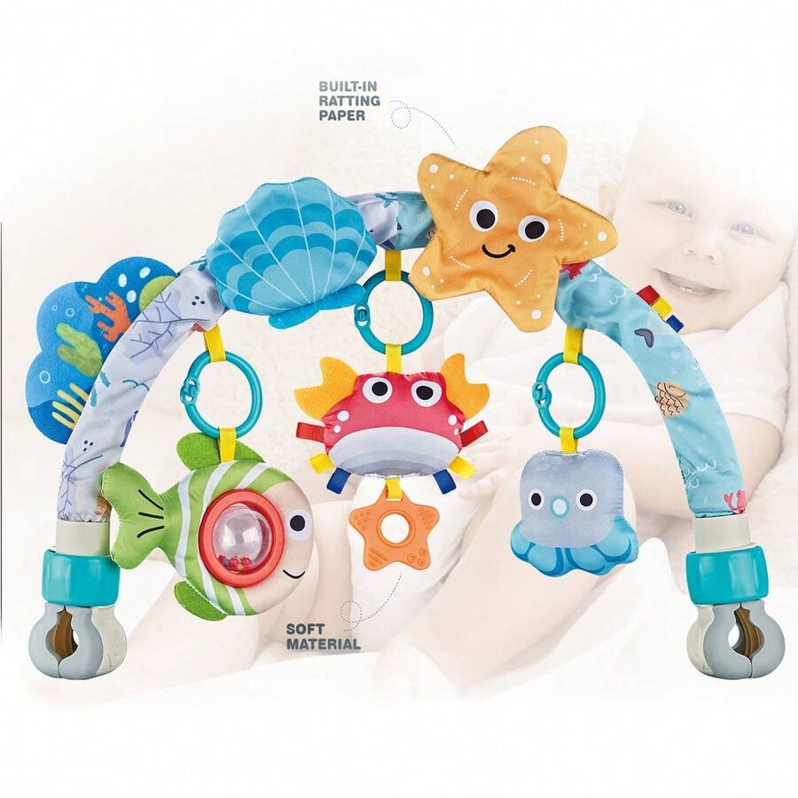 New Baby Press & Rotate Jumping Ball Toy - Cartoon Insect Rotating Educational Learning Toy, Suitable For 0-3 Years Old, Promotes Sensory Development - Multicolor - View 1