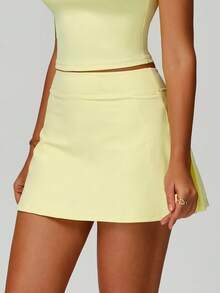 MASKERT Tennis Skirt "Women's Sports Half Skirt Tennis Golf Skirt Outdoor Sports Half Skirt Anti Glare Sportswear Comfortable And Skin Friendly - 黃色 - 查看 6