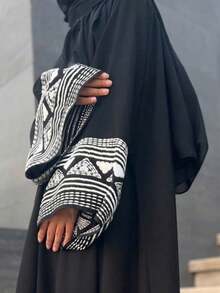 1 chiếc váy Abaya hở thời trang có cổ tay áo thêu tinh xảo, phù hợp cho trang phục hàng ngày của phụ nữ Hồi giáo, mặc được mọi mùa - Nhiều màu - Xem 10