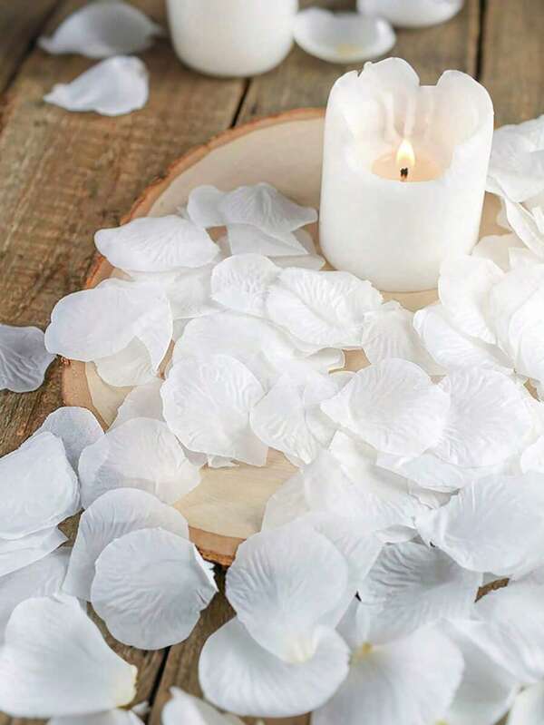 1200pcs Artificial Rose Petals Throwing Confetti, White Artificial Silk Flower Petal For Romantic Decor, Proposal, Wedding, Anniversary Celebrations, Mother's Day, Valentine's Day & Engagement Party Decorations Summer Birthday Gifts Beach Back To School School Supplies Room Decor