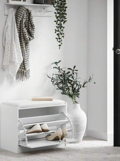  SoBuy Skobänk med dyna, Bänk med skoförvaring FSR16-W