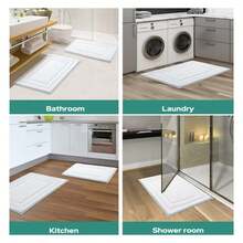 Bathroom Rugsof 2, Bath Mats Non Slip Absorbent, Washable Shower Rug Runner - White, 20x30 + 20x30 Inches - As Picture 427 - View 4