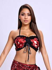 One Women's Belly Dance Hip Towel, A Triangular Coin-Embellished Hip Towel With Tassels And Sequins, Suitable For Music Festival Stage Performance Costumes And Accessories. - Multicolor - View 22