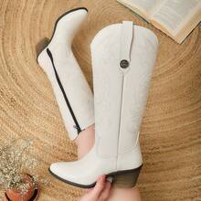 Women Knee-High Boots - 米色 - 查看 4