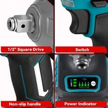 ONEVAN Electric Screwdriver, 1/2 Inch 3-Function Brushless Electric Impact Wrench Cordless Screwdriver Electric Drill - 附配件套裝 - 查看 10
