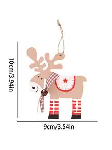 6 piezas de adornos de renos de madera para el árbol de Navidad - Decoración con pintura colorida, decoraciones rústicas fáciles de colgar para el hogar y fiestas