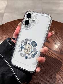 1pc Minimalist Fashion Shell, Starfish, Seashell Letter S Space Shell Transparent Shockproof TPU Phone Case, Compatible With Apple XS/XS Max/XR/11 12 13 14 15 16 Pro/Pro Max/14 15 16 Plus, Can Be Given As Holiday Gift To Partner And Friends