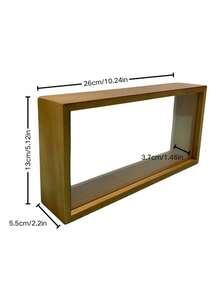 1个13*26厘米亚克力方形相框 - 透明镂空设计，深色木纹装饰，简约风格，适合DIY展示：小型摆件、植物标本、照片和书法装饰 - 深木色 - 查看 7