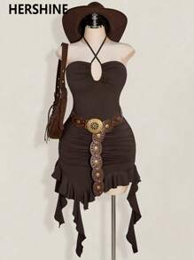 Hershine 1-Piece Western Cowboy Bohemian Punk Belt Personalized Fashion Accessories Women's Hollow Flower Buckle Ellipse Cake Belt Decoration Bohemian Belt Dress Accessories Suitable For Daily Commuting And Versatile Matching, Friend Gatherings, Vacation Dinners, Dances, Parties, Music Festivals Wearing Matching, Giving Gifts To Friends, Family, Mothers, Girlfriends, Birthdays, Valentine's Day Gifts, Mother's Day Gifts,Halloween