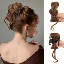 Elegante fermaglio a pinza per extension per chignon da donna, extension per capelli con fiocco sintetico, elegante parrucco in fibra resistente alle alte temperature per donna, facile da usare, senza strumenti necessari, perfetto per stili casual, accessori per capelli per donna - Multicolore - Visualizzare 9