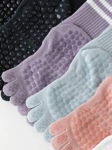 Chaussettes mi-mollet pour les orteils en automne/hiver, chaussettes de yoga. Anti-dérapantes pour le Pilates, le yoga, les sports et la fitness. Confortables, douces, avec des points en silicone antidérapants. Chaussettes de compression pour l'intérieur et l'extérieur.