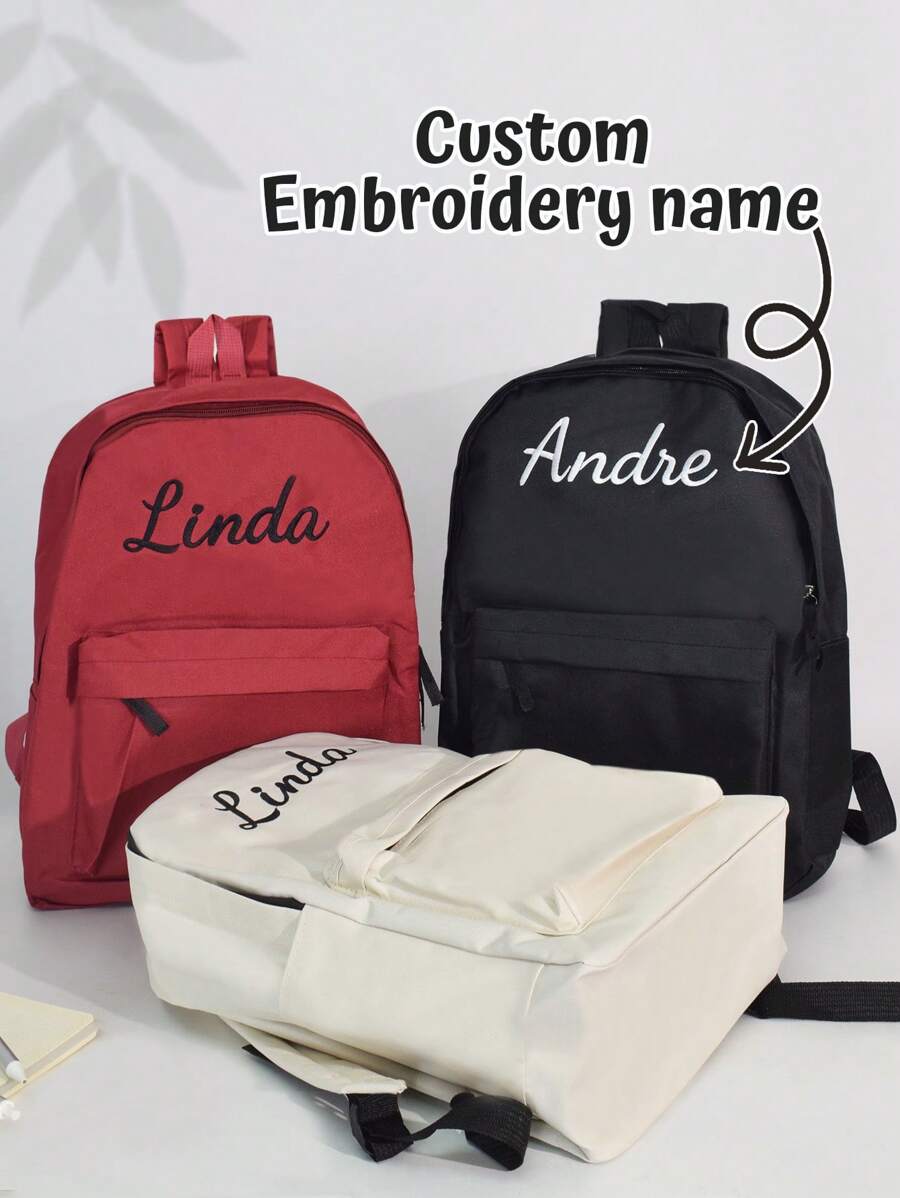 1 buc Rucsac cu nume brodat personalizat, Ghiozdan școlar personalizat brodat, Cadou pentru copii, Geantă de depozitare școlară, Organizator de papetărie, Rechizite pentru studenți, Articole esențiale pentru grădiniță, Rucsac cu desene animate, Perfect pentru cadouri de ziua de naștere, Cadouri pentru întoarcerea la școală