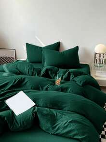 1 个羽绒被套 + 2 个枕套 3 件套，柔软亲肤橄榄绿，可机洗，四季皆宜 - 墨綠色 - 查看 2